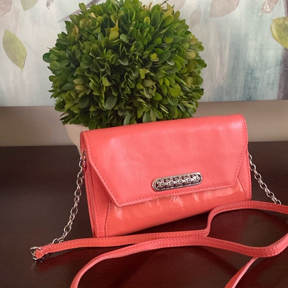 BRIGHTON 🪸CORAL🪸 SILVER-TONE LARGE ENVELOPE WALLET CROSSBODY BAG🌟EUC🌟 - Picture 3 of 17